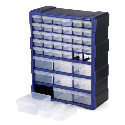 Packaway ladenkast met 39 laden, assortimentskast en opbergsysteem, blauw en zwart