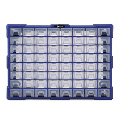 Packaway ladekast met 64 laden - assortimentskast en opbergsysteem - blauw en zwart