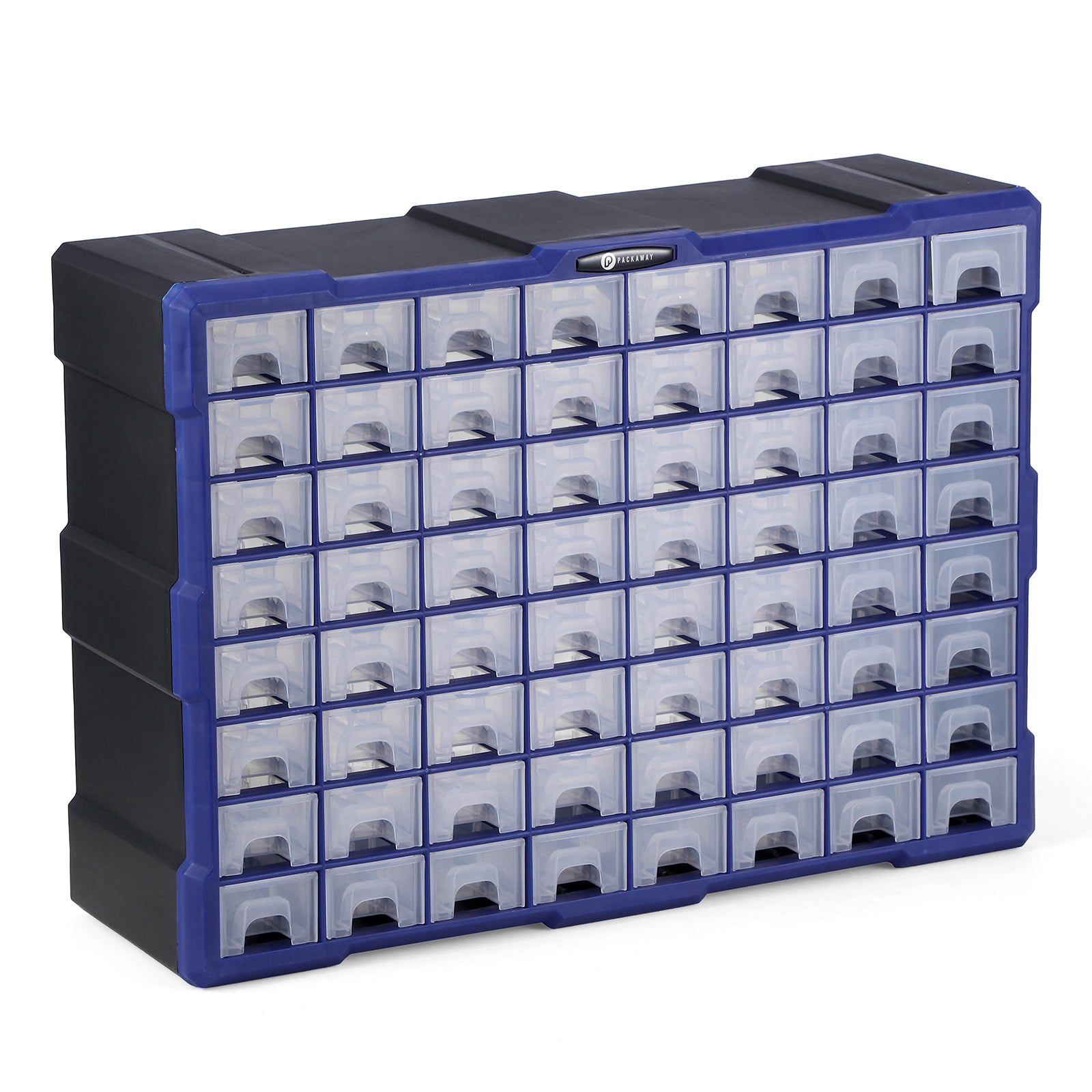 Packaway ladekast met 64 laden - assortimentskast en opbergsysteem - blauw en zwart