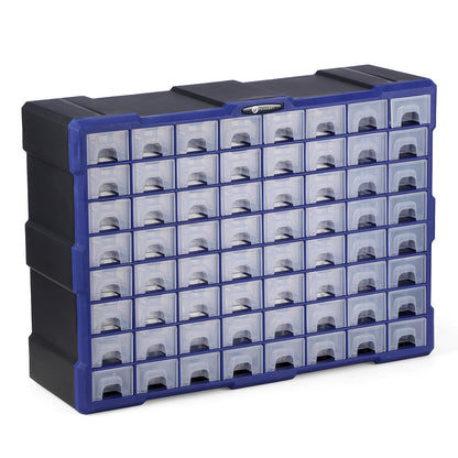Packaway ladekast met 64 laden - assortimentskast en opbergsysteem - blauw en zwart