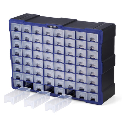 Packaway ladekast met 64 laden - assortimentskast en opbergsysteem - blauw en zwart