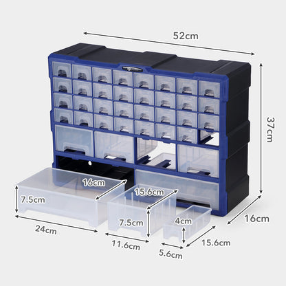 Packaway ladenkast met 38 laden - assortimentskast en opbergsysteem - blauw en zwart