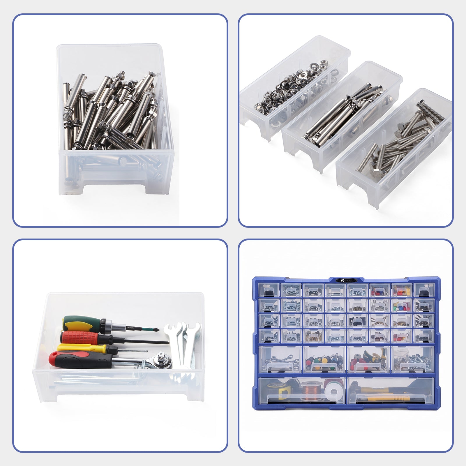 Packaway ladenkast met 38 laden - assortimentskast en opbergsysteem - blauw en zwart