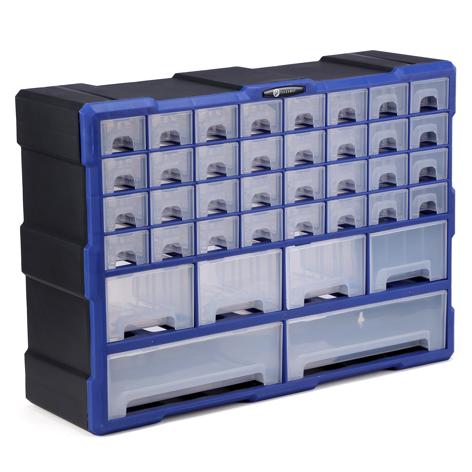 Packaway ladenkast met 38 laden - assortimentskast en opbergsysteem - blauw en zwart