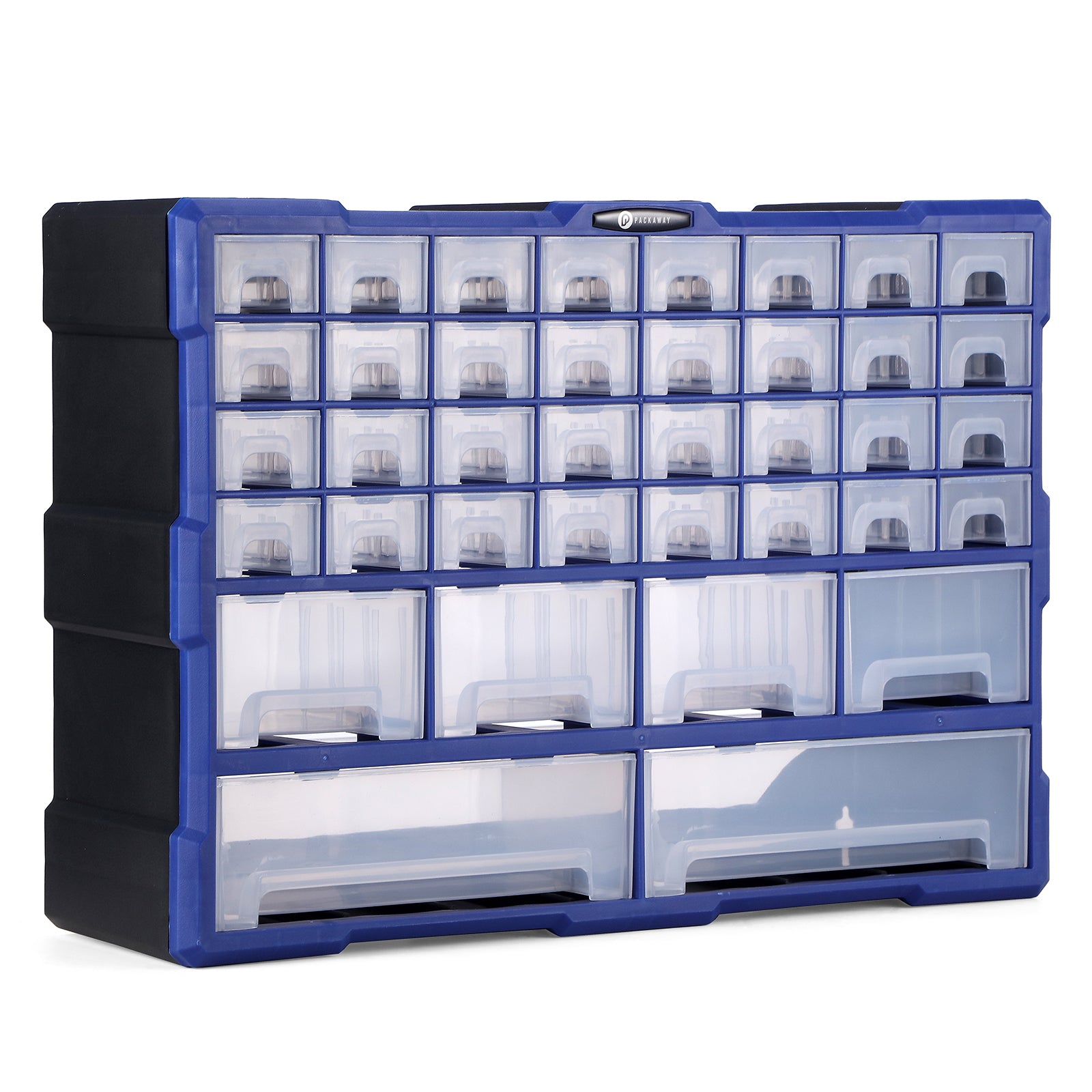 Packaway ladenkast met 38 laden - assortimentskast en opbergsysteem - blauw en zwart