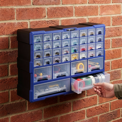 Packaway ladenkast met 38 laden - assortimentskast en opbergsysteem - blauw en zwart