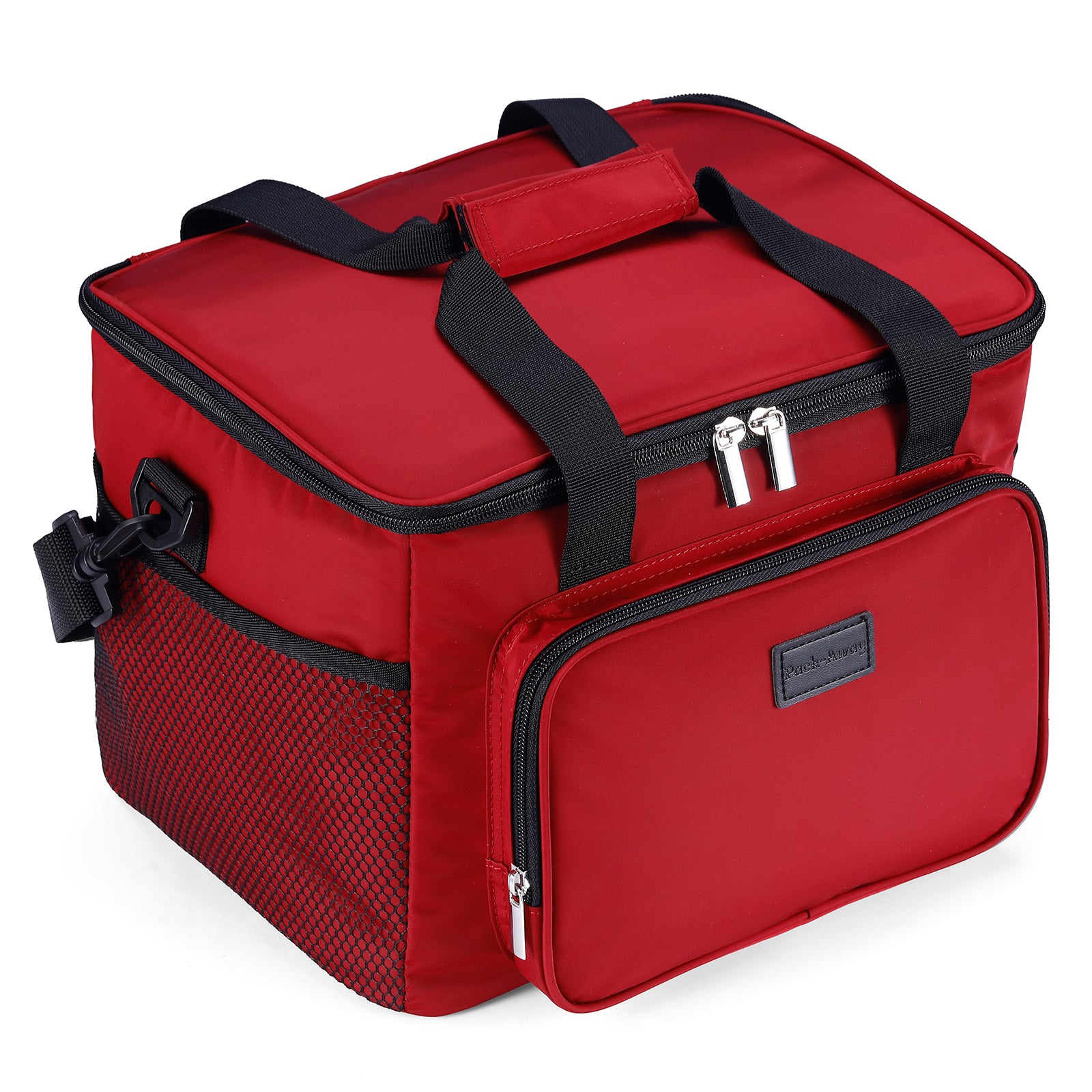 Koeltas 15L koeltas rood - lunchtas - 4-laags geïsoleerd - opvouwbaar - incl. 2 gratis koelelementen en draagband