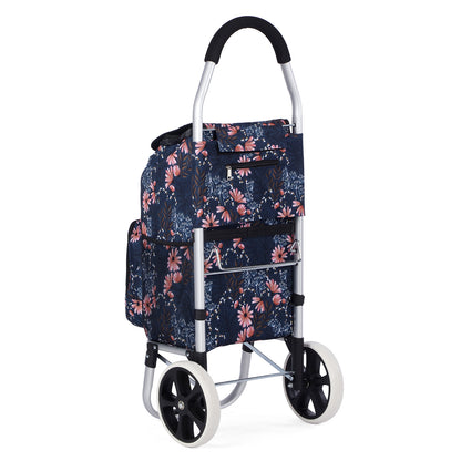 Packaway Boodschappentrolley 45L met Koelvak - Boodschappenwagen met Grote Wielen - Steekwagenfunctie - Waterafstotend - Japanese Flower