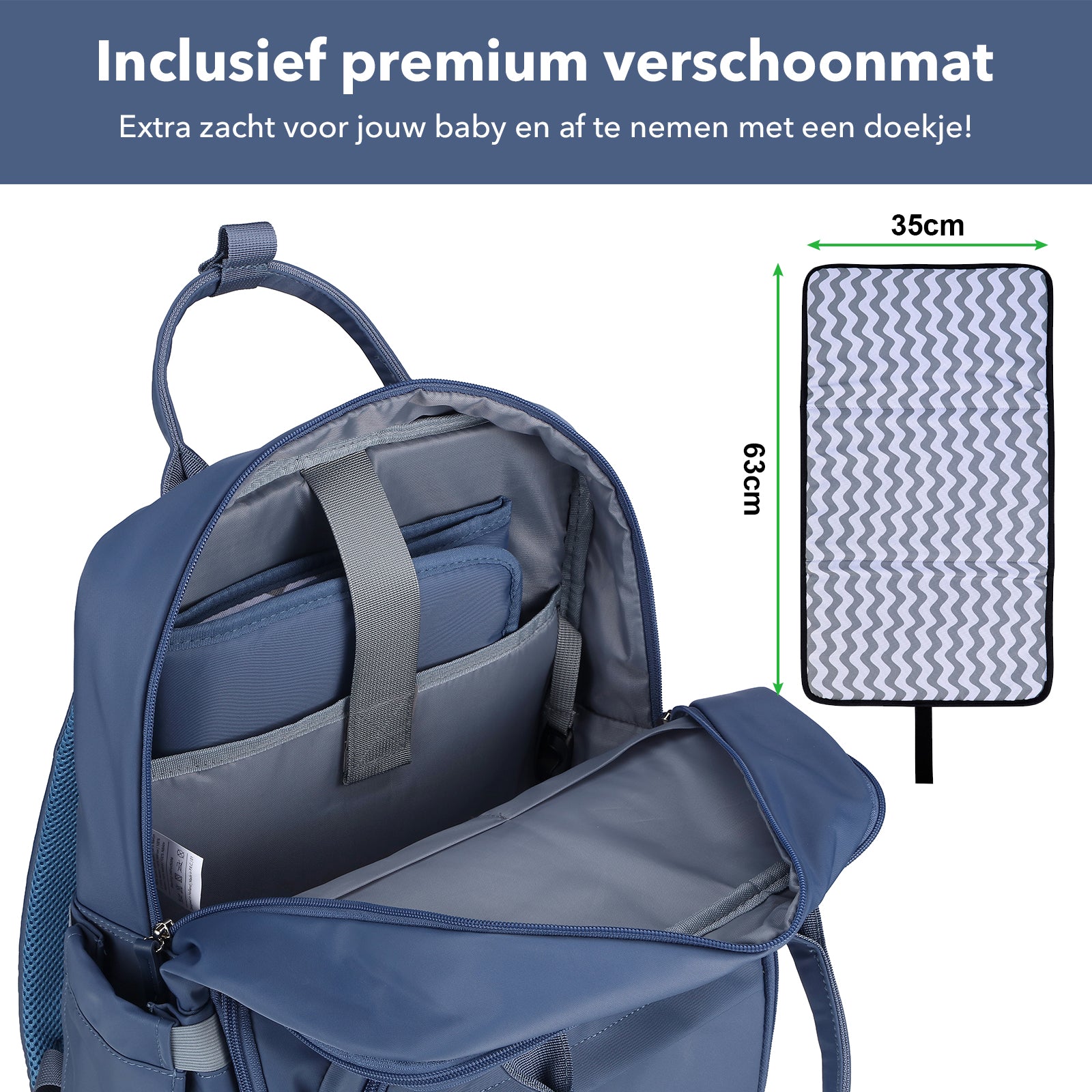 Brisby slijtvaste Luiertas – verzorgingstas – met buggymontage - Nordic Blue