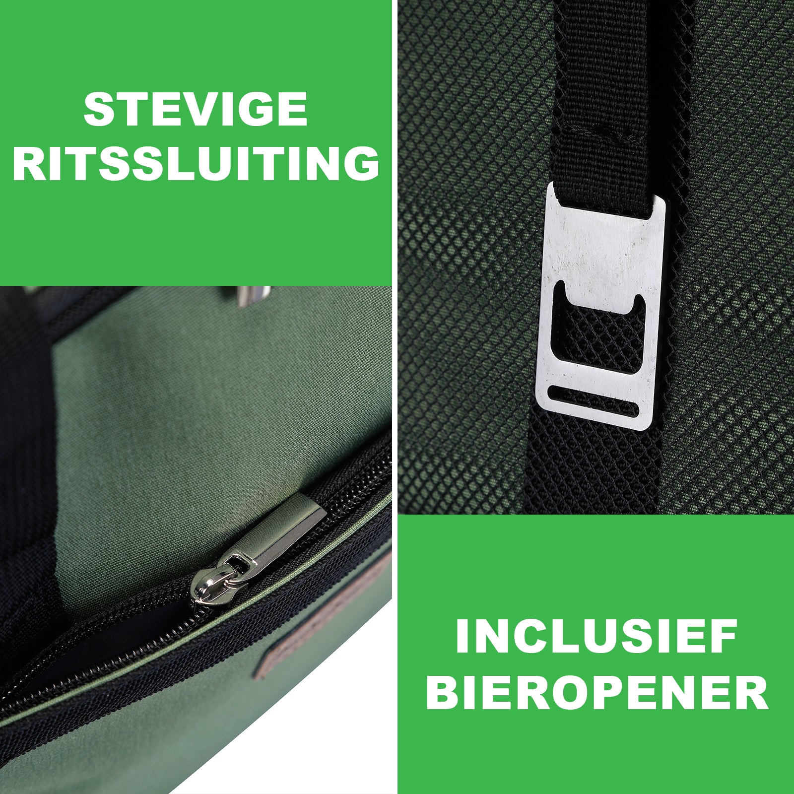 Koeltas 40L met divider groen - lunchtas - opvouwbaar - 4-laags geïsoleerd - incl. 6 gratis koelelementen en draagband