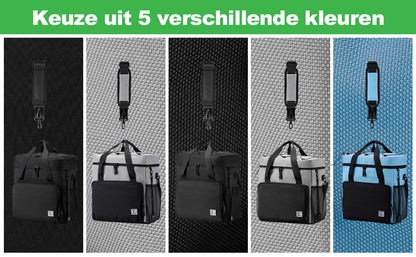 Koeltas 30L zwart-grijs-grijs - Lunchtas - 4 laags geïsoleerd - incl. 4 koelelementen