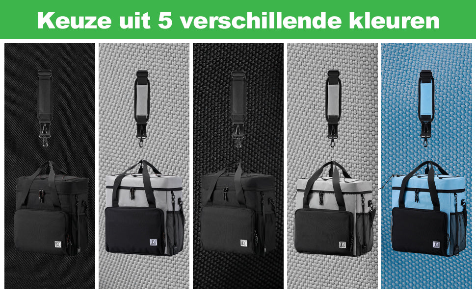 Koeltas 30L zwart-grijs-grijs - Lunchtas - 4 laags geïsoleerd - incl. 4 koelelementen