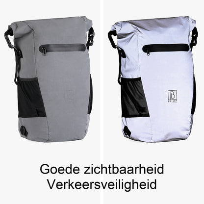 3 in 1 waterdichte rolltop fietstas set 40-52L grijs - 100% reflectie - hoge zichtbaarheid - fietstas - rugtas - schoudertas