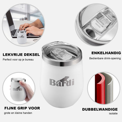 Bardi Thermosbekers 0,3L RVS wit set -  incl. deksels - dubbelwandig