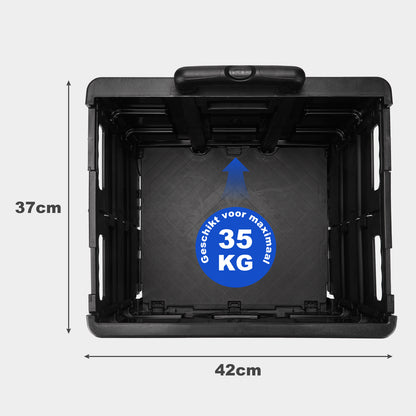 Packaway XL Opvouwbare Boodschappentrolley met wielen - Boodschappenkrat - Opbergbox - Boodschappenwagen - Vouwkrat - 50 Liter - Zwart