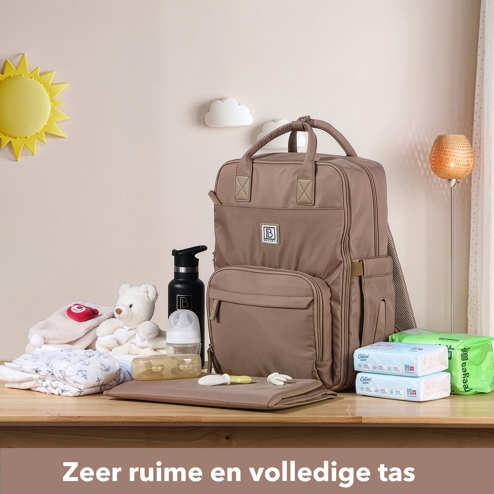 Brisby slijtvaste Luiertas – verzorgingstas – met buggymontage - Rose Gold