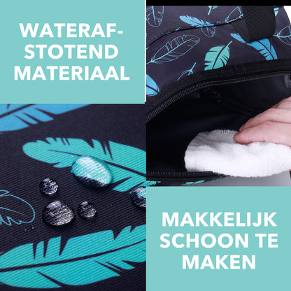 Koeltas 10L avant -  Lunchtas - 4-laags geïsoleerd - 2 gratis koelelementen - incl. schouderband - Black Feathers