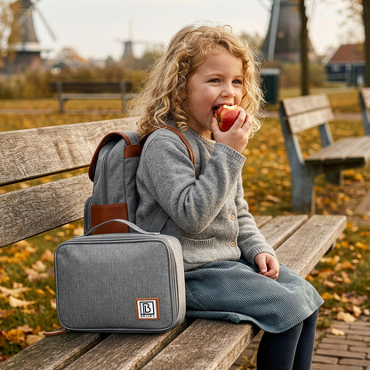 Brisby Koeltas & Lunchtas 2,5 Liter voor Kinderen - Inclusief Koelelement & Naamkaartje - Lichtgrijs