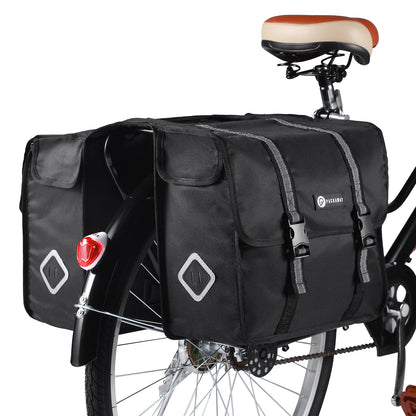 Packaway Double Panniers - Waterproof Panniers Electric Bike - Reflective - Black 36 Liters