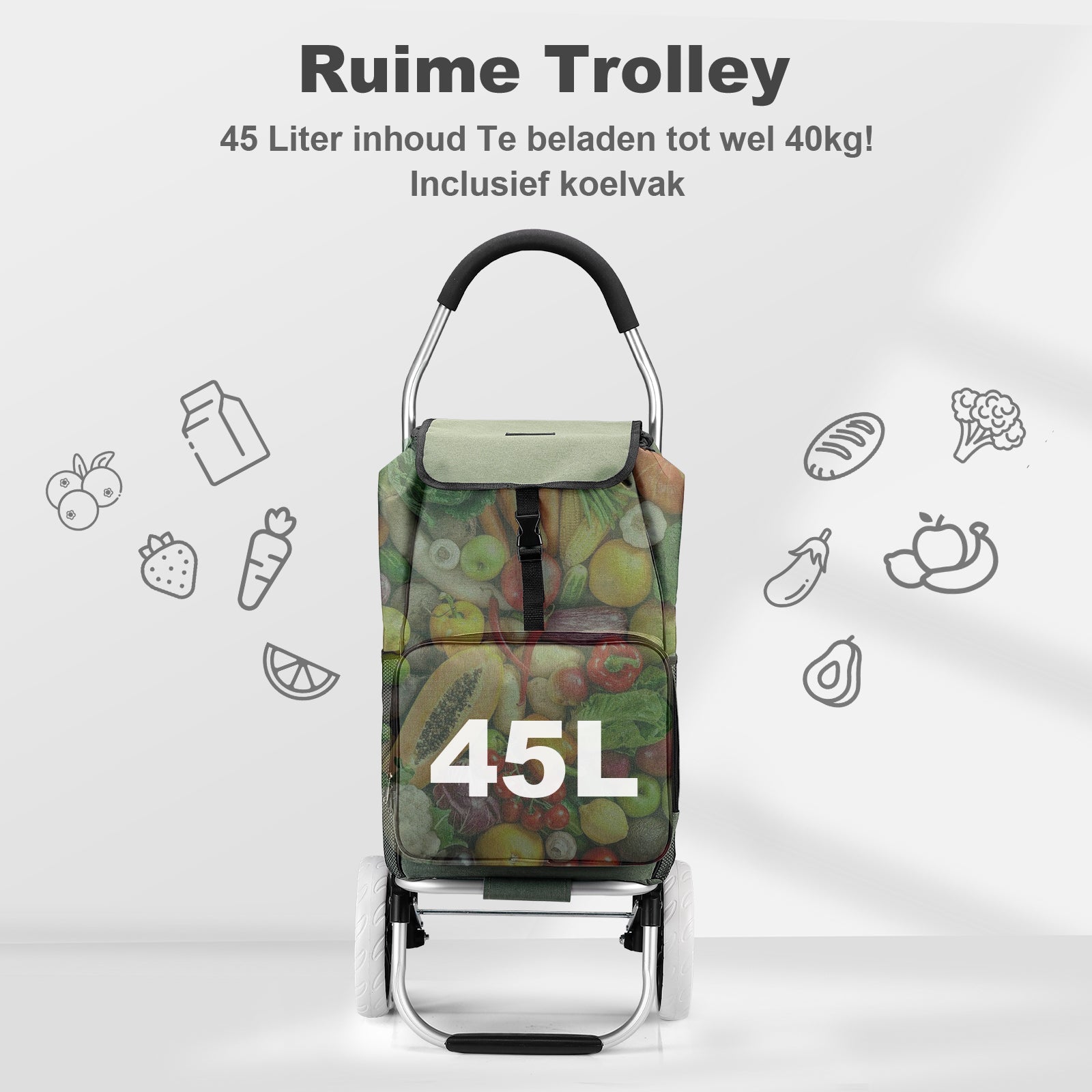 Packaway Shopping trolley with cool compartment - 45L - shopping trolley - hand truck function - GREEN