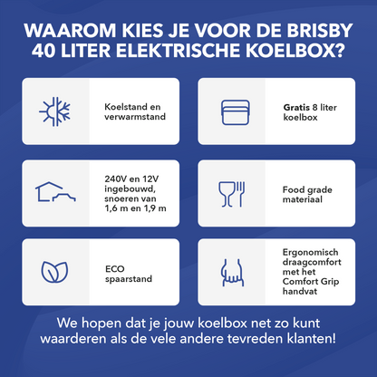 Elektrische koelbox 40L blauw SET - Incl. 8L passieve koelbox - incl. divider en koelelementen - AC/DC 12V, 220/230V