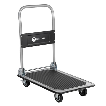 Packaway Professionele Opvouwbare Transportwagen 150 kg – Transportkar met Rem – Antislip Laadplatform – 4 Wielen