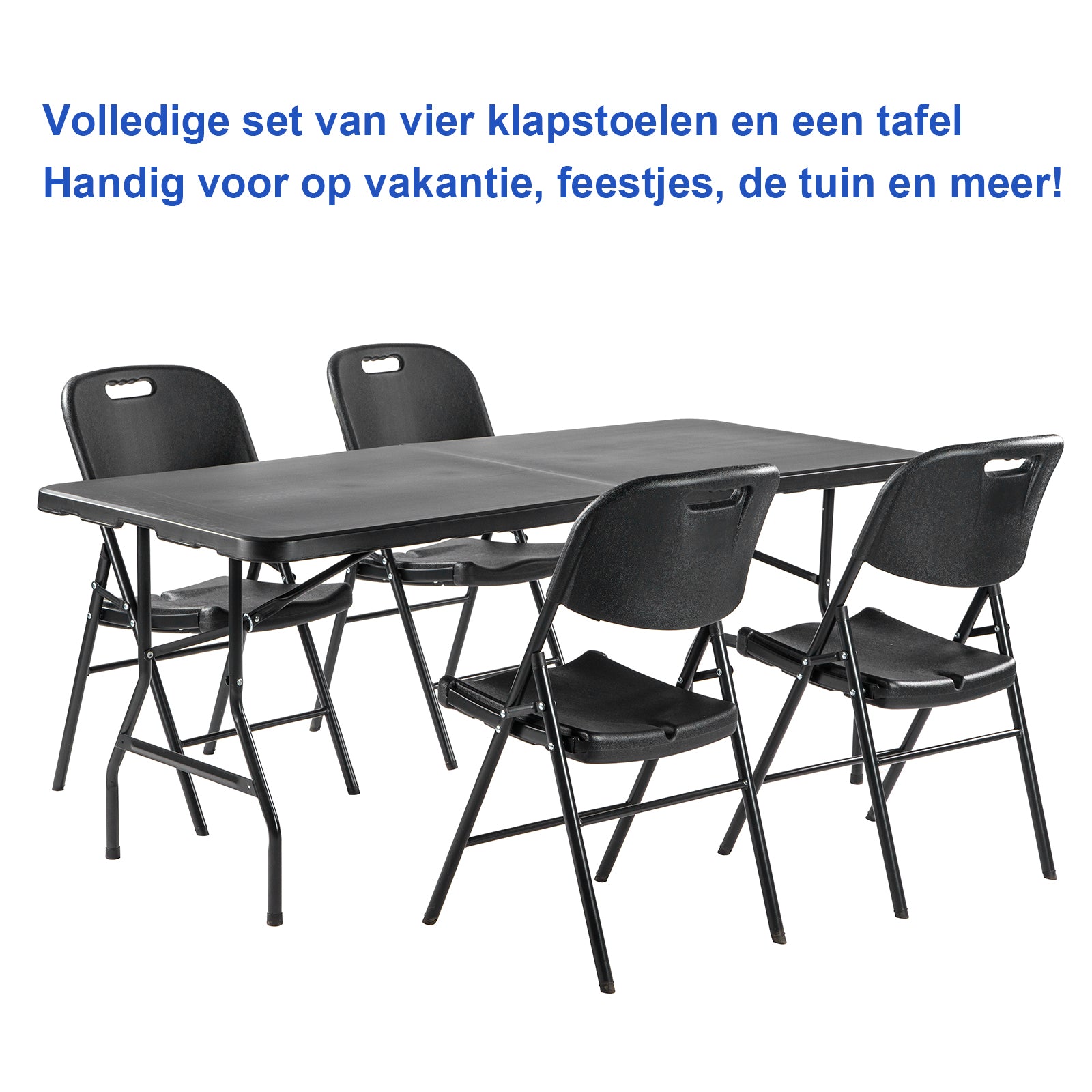 Zwarte Inklapbare Campingtafel 180x75 cm inclusief Tijger rok