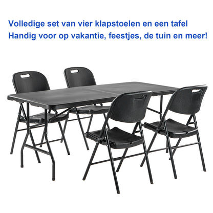 Zwarte Inklapbare Campingtafel 180x75 cm inclusief Zwarte rok