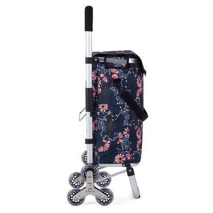 Packaway Boodschappentrolley met Trapwielen 40 Liter - Opvouwbare Boodschappenwagen met ruim Koelvak - Japanese Flower