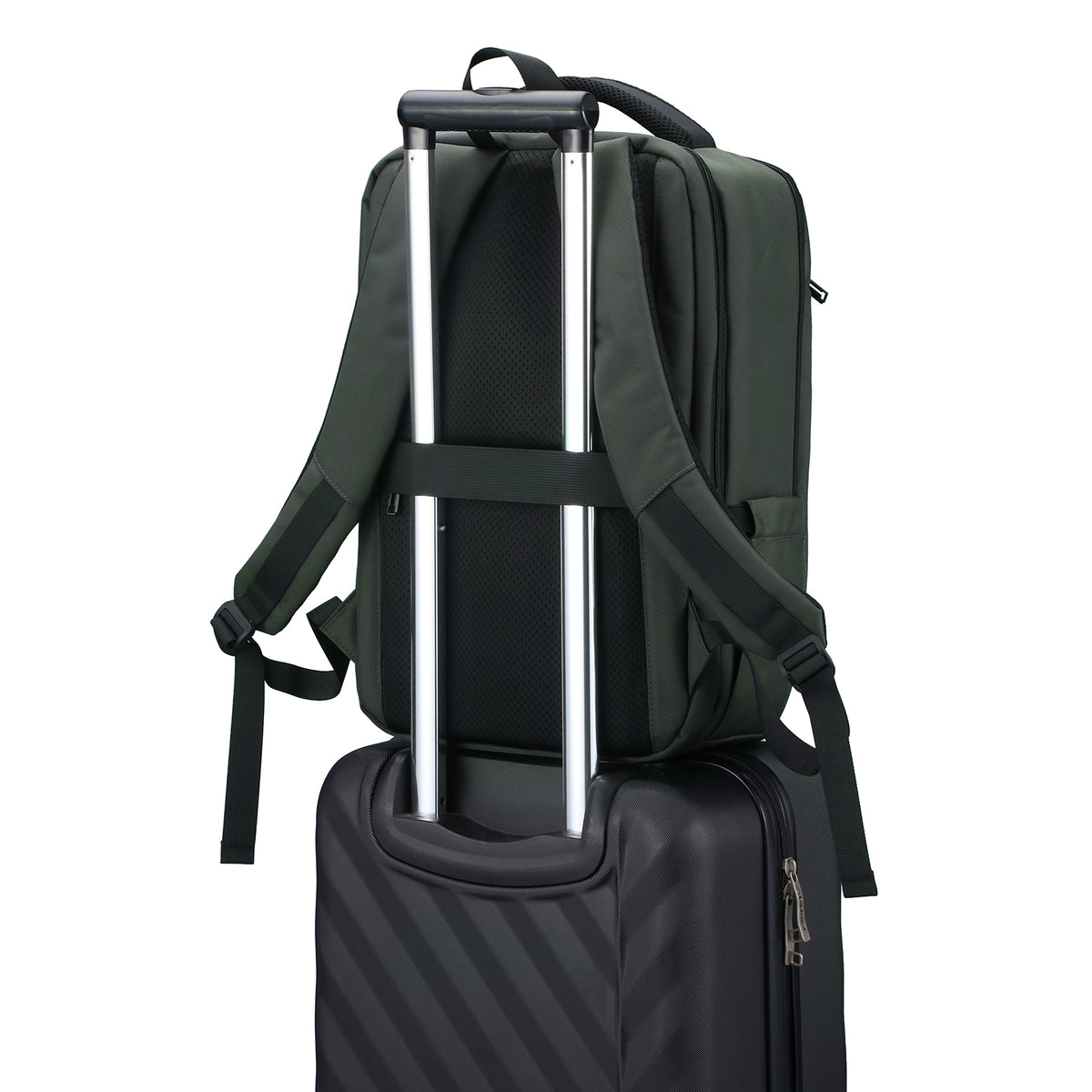 Brisby Rugzak Pro 1 – Laptoprugzak tot 15,7 inch voor Werk, School en Reizen – Waterafstotend – Met Tabletvak, Antidiefstalvak en Trolleysleeve - Groen