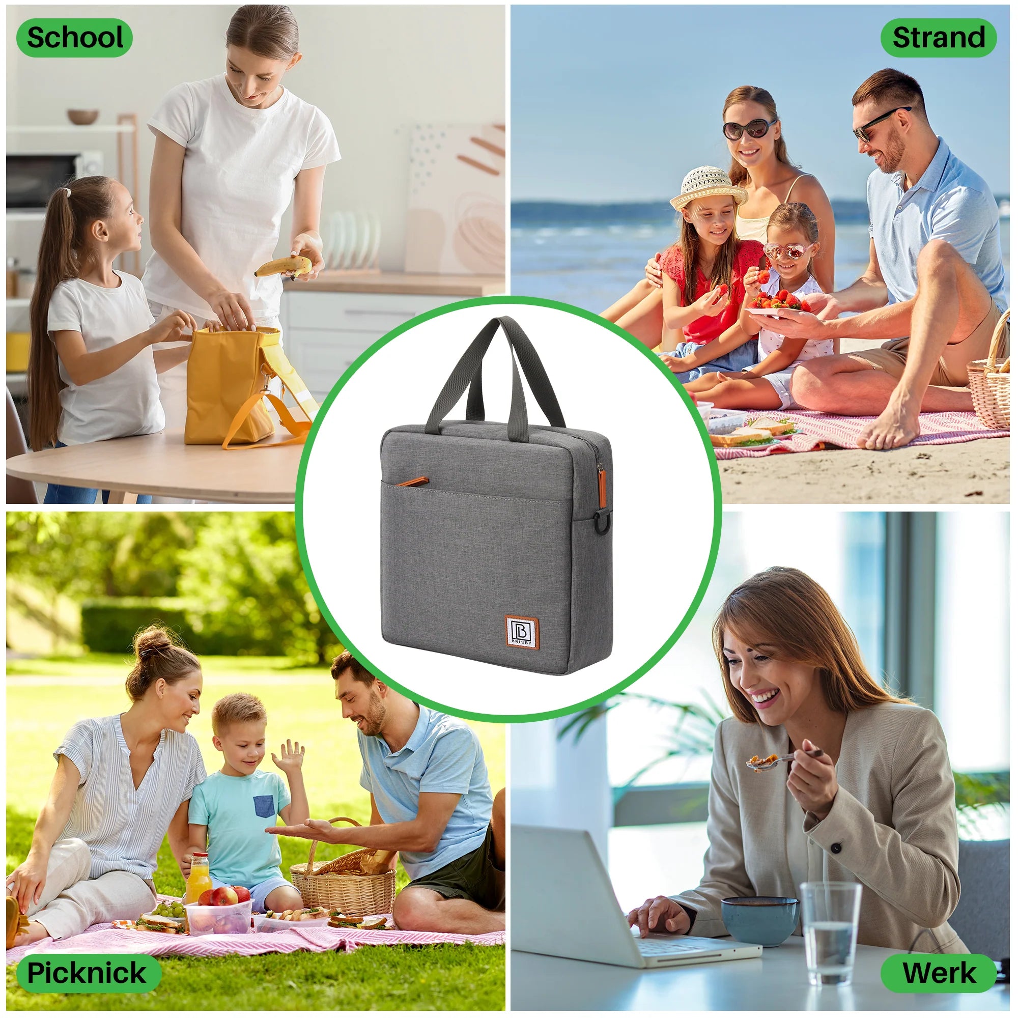 Cooler bag 7L dark gray - Lunch bag - 4-layer insulated - 2 free cooling elements - incl. shoulder strap