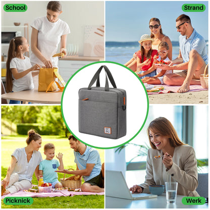 Cooler bag 7L dark gray - Lunch bag - 4-layer insulated - 2 free cooling elements - incl. shoulder strap