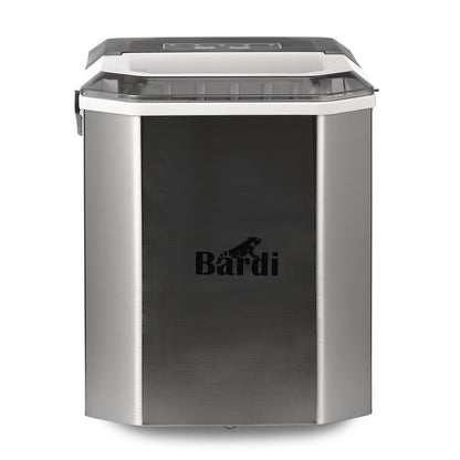 Bardi 1.3L Deluxe IJsblokjesmachine Square – IJsblokmaker Inclusief Luxe Thermosbeker en IJsschep – 9 Blokjes in 8 Minuten – GUNMETAL RVS
