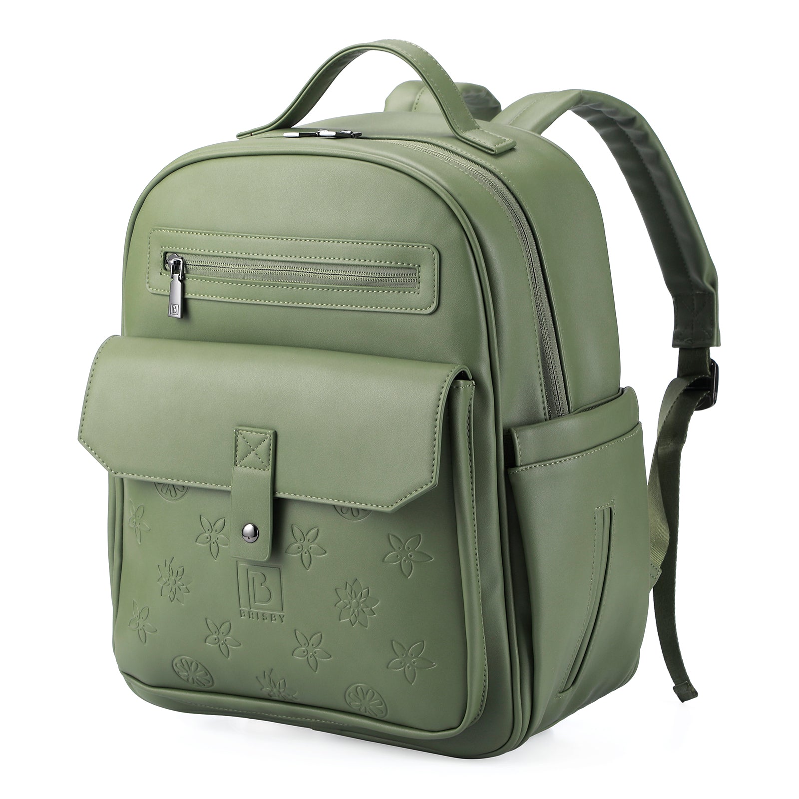 Venezia wear-resistant backpack green - PU leather - 14 inch laptop compartment - water-repellent