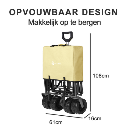 Bolderkar XL crème taupe -  tot 80 kg - heavy duty - 90L - opvouwbaar - wasbaar polyester - 98x45 cm