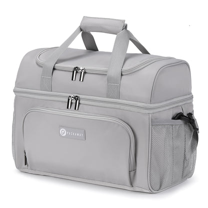 Packaway Koeltas 20L - Lunchtas - Inclusief 4 Koelelementen - Dubbel Compartiment - 4-Laags Geïsoleerd - Waterafstotend - Modern Grey