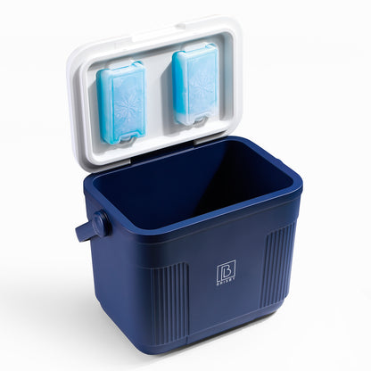 Brisby Koelbox - Frigobox - 22L - Blauw - Tot maximaal 40 uur isolatie - Incl. 4 dikke koelelementen van 450ml en 3 Delige Set Vershoudbakjes - Temperatuur veilige sluiting - Met koelelementen vergrendeld in deksel