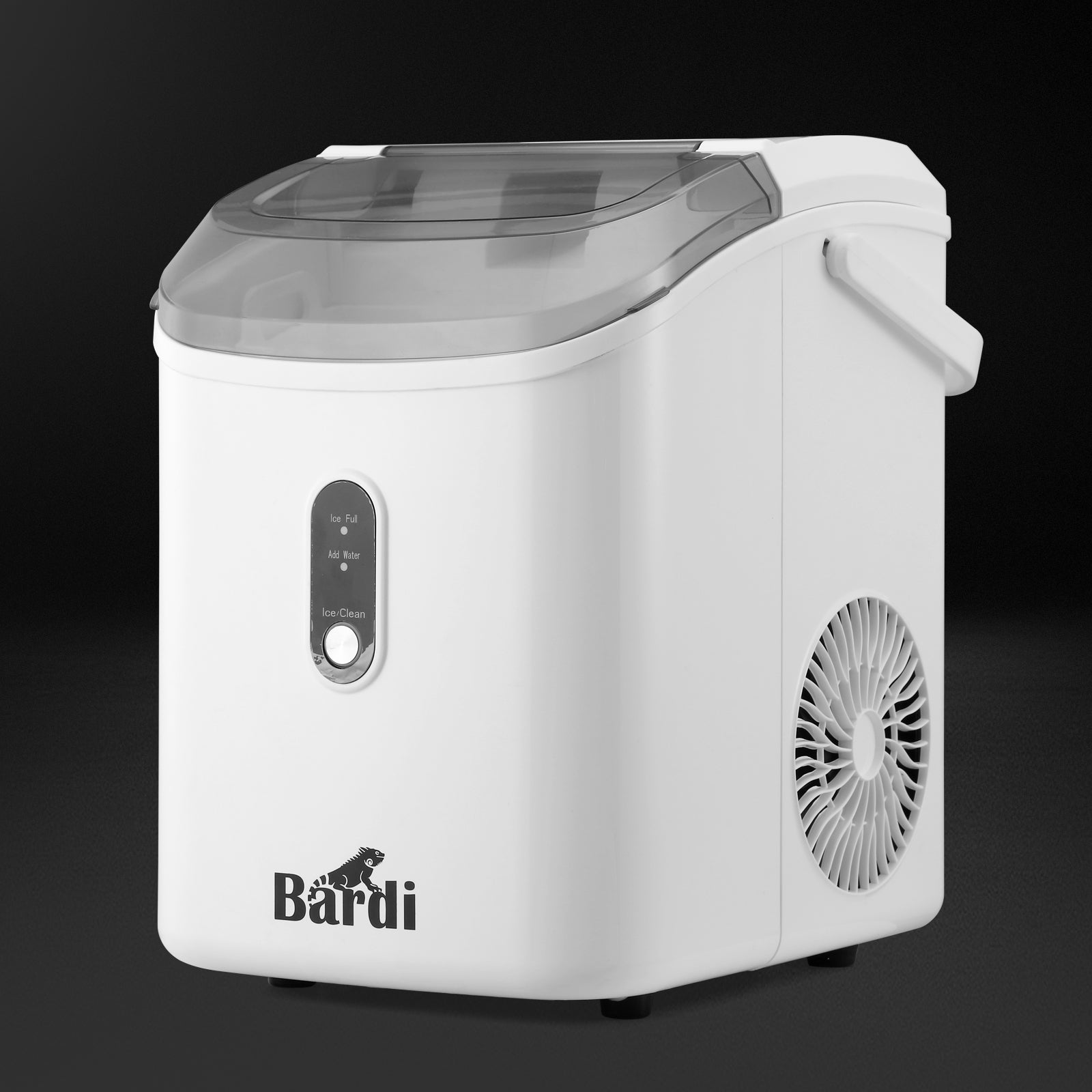 Bardi 1.1L - Nugget IJsblokjesmachine Rond - Crushed Ice Maker met IJsschep - 15kg/24 uur - Ijsblokjesmaker - Met Lux Thermosbeker - WIT - Citruspers RVS
