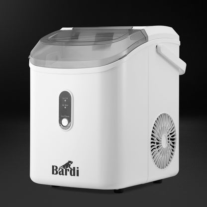 Bardi 1.1L - Nugget IJsblokjesmachine Rond - Crushed Ice Maker met IJsschep - 15kg/24 uur - Ijsblokjesmaker - Met Lux Thermosbeker - WIT - Citruspers RVS