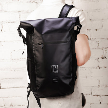 3 in 1 waterproof rolltop bicycle bag set 40-52L black - reflective - high visibility - bicycle bag - backpack - shoulder bag