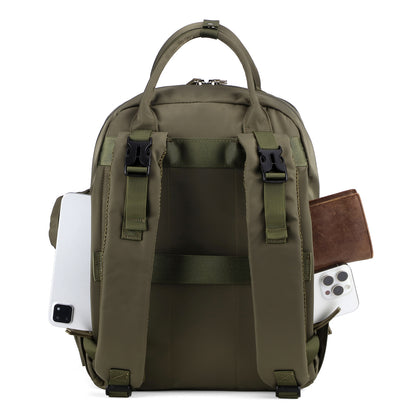 Brisby Premium Luiertas – Uitgebreide en Functionele Verzorgingstas – met buggymontage – Anti Diefstal Vakken - Reistrolley Sleeve - Inclusief verschoonmatje t.w.v.15,99 euro en speenhouder - Levenslange Garantie - Olive Green