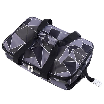 Koeltas 40L abstract grijs en zwart - lunchtas - opvouwbaar - 4-laags geïsoleerd - incl. 6 gratis koelelementen en draagband