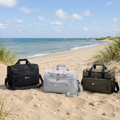 Packaway Koeltas 20L - Lunchtas - Inclusief 4 Koelelementen - Dubbel Compartiment - 4-Laags Geïsoleerd - Waterafstotend - Signature Black