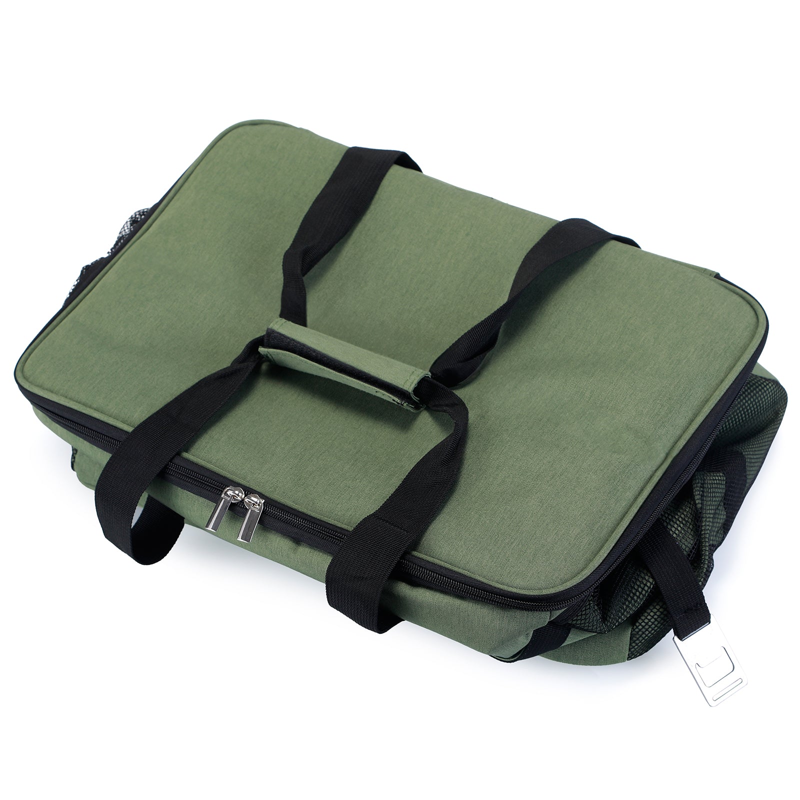 Koeltas 40L met divider groen - lunchtas - opvouwbaar - 4-laags geïsoleerd - incl. 6 gratis koelelementen en draagband