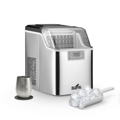 Bardi IJsblokjesmachine 3,2L ijsblokken RVS - 20 kg ijs per 24 uur - incl. thermosbeker