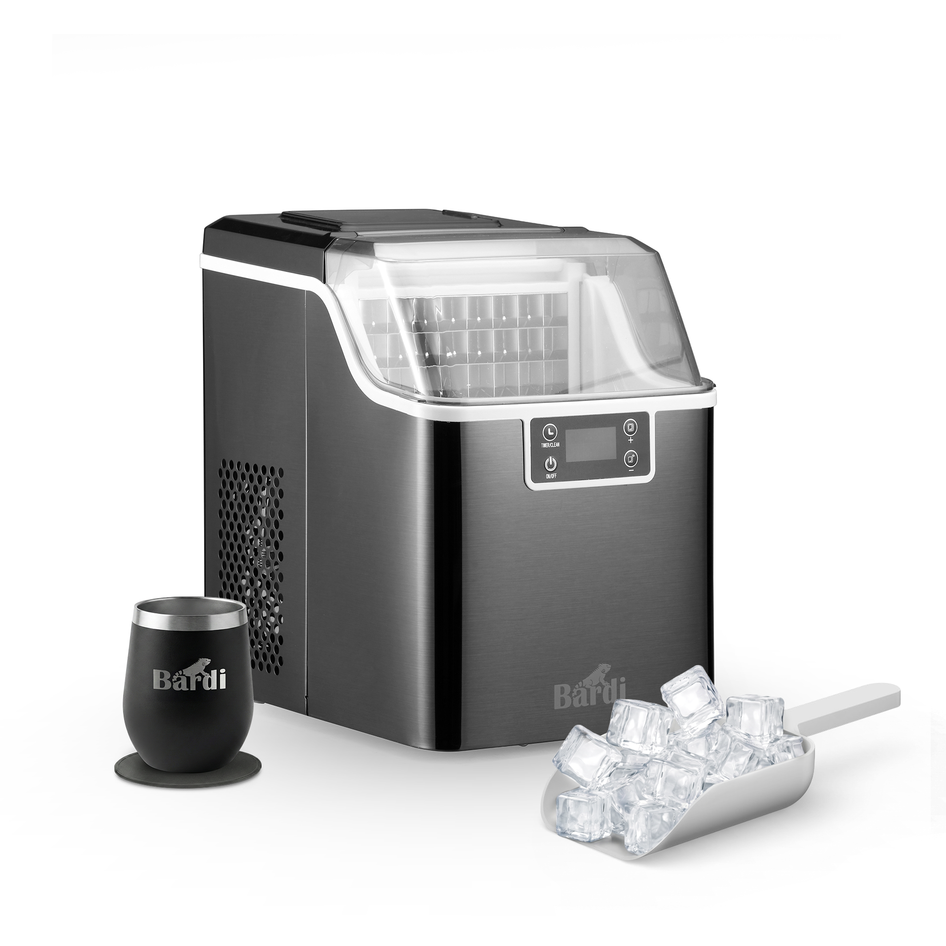 Bardi IJsblokjesmachine 3,2L ijsblokken zwart - 20 kg ijs per 24 uur - incl. thermosbeker