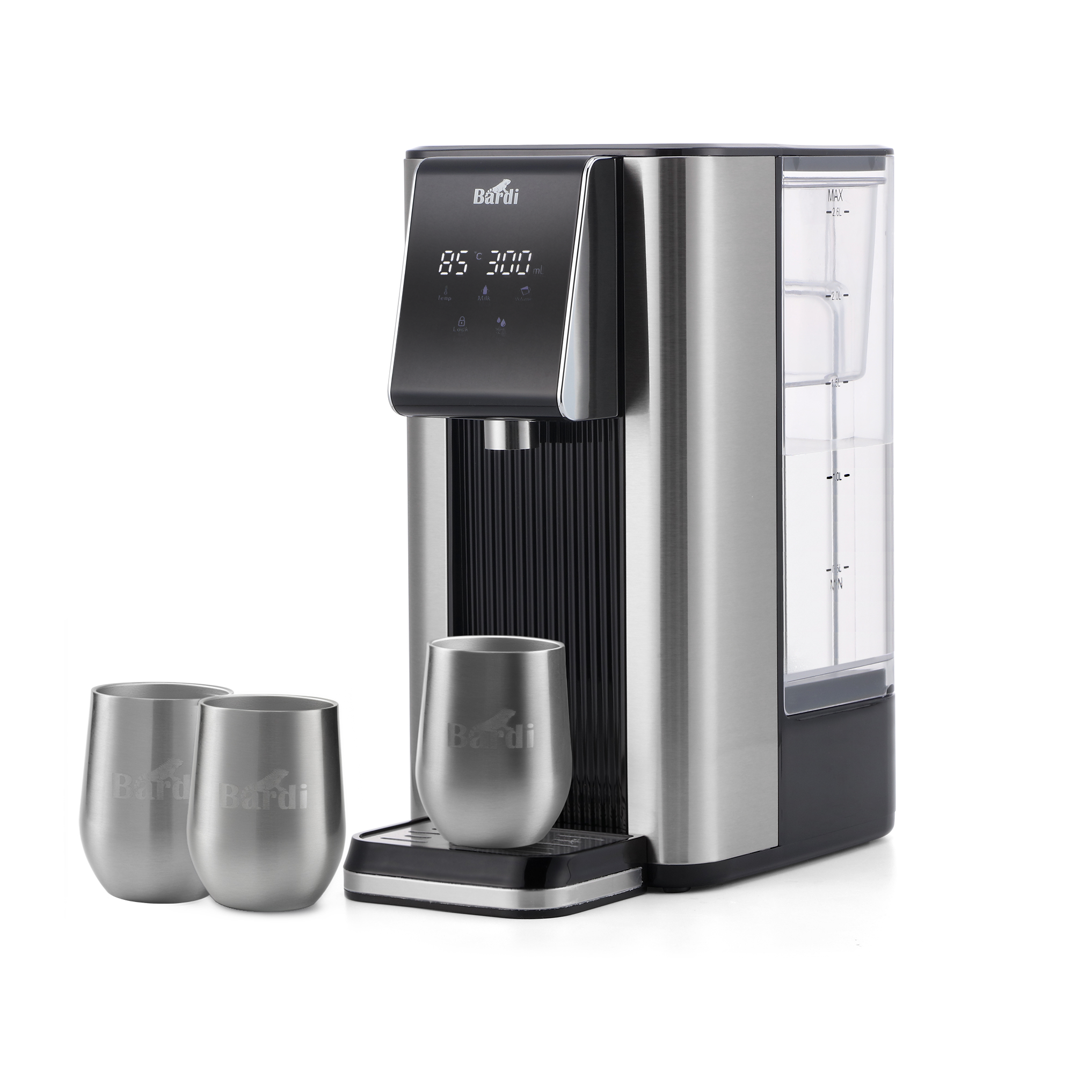 Bardi Heetwaterdispenser 2,6L set - incl. 3 thermoscups + onderzetter - instant-heating - 6 temperatuurstanden
