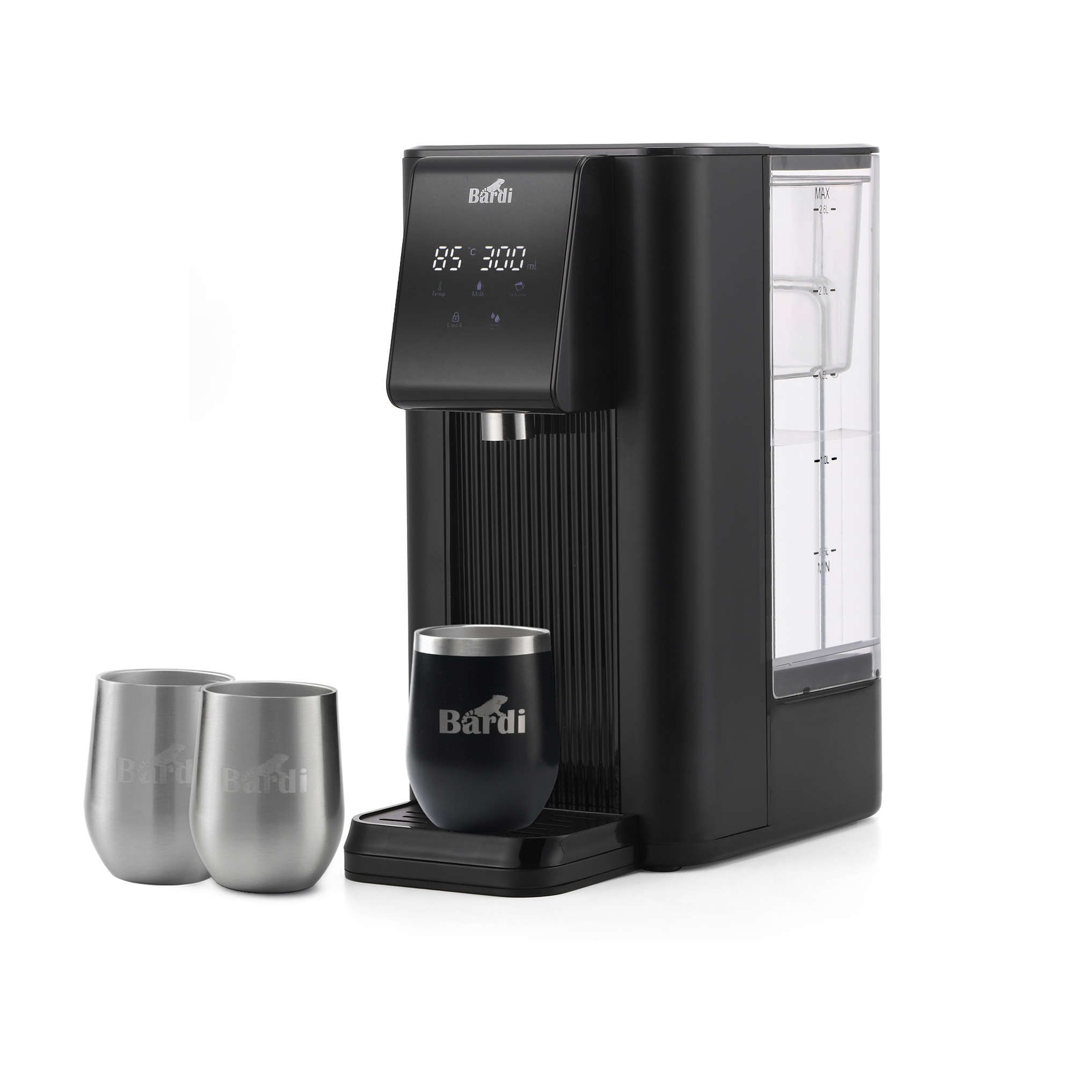 Bardi Heetwaterdispenser 2,6L set - incl. 3 thermoscups + onderzetter - instant-heating - 6 temperatuurstanden