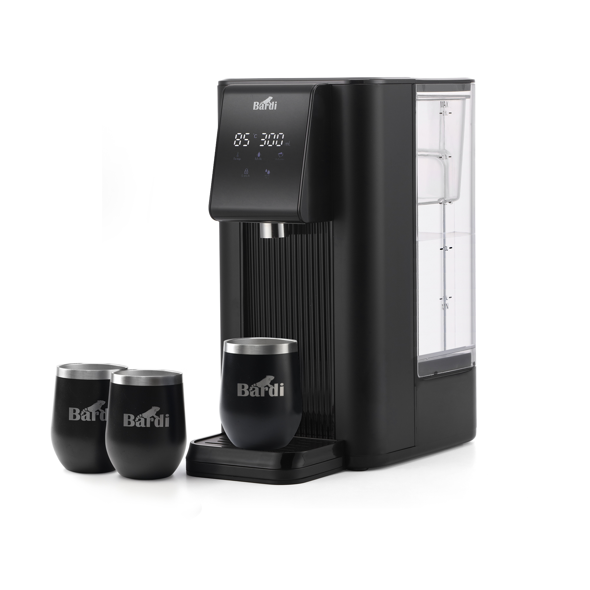 Bardi Heetwaterdispenser 2,6L set - incl. 3 thermoscups + onderzetter - instant-heating - 6 temperatuurstanden