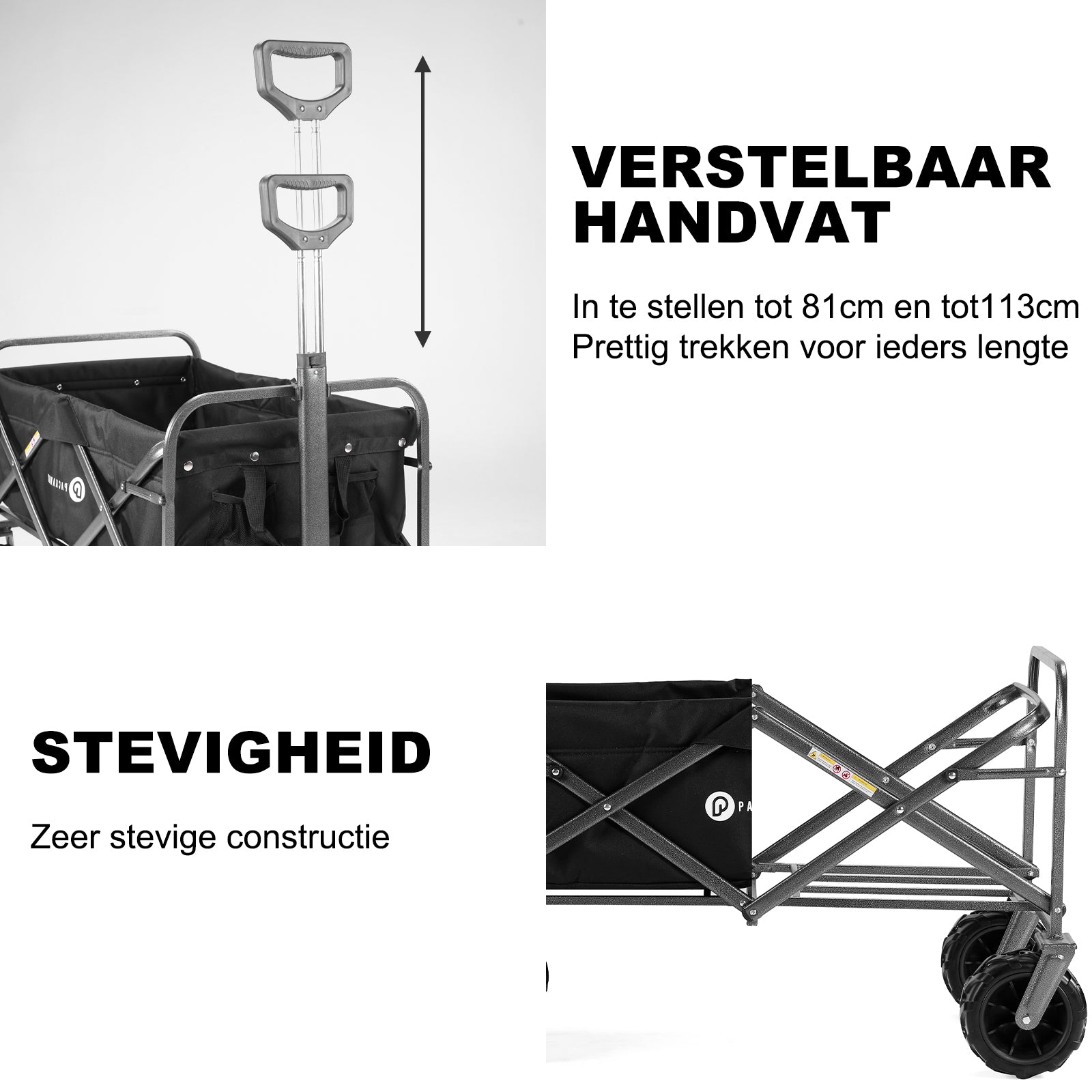 Packaway Bolderkar XL 80kg zwart - opvouwbaar - heavy duty - wasbaar